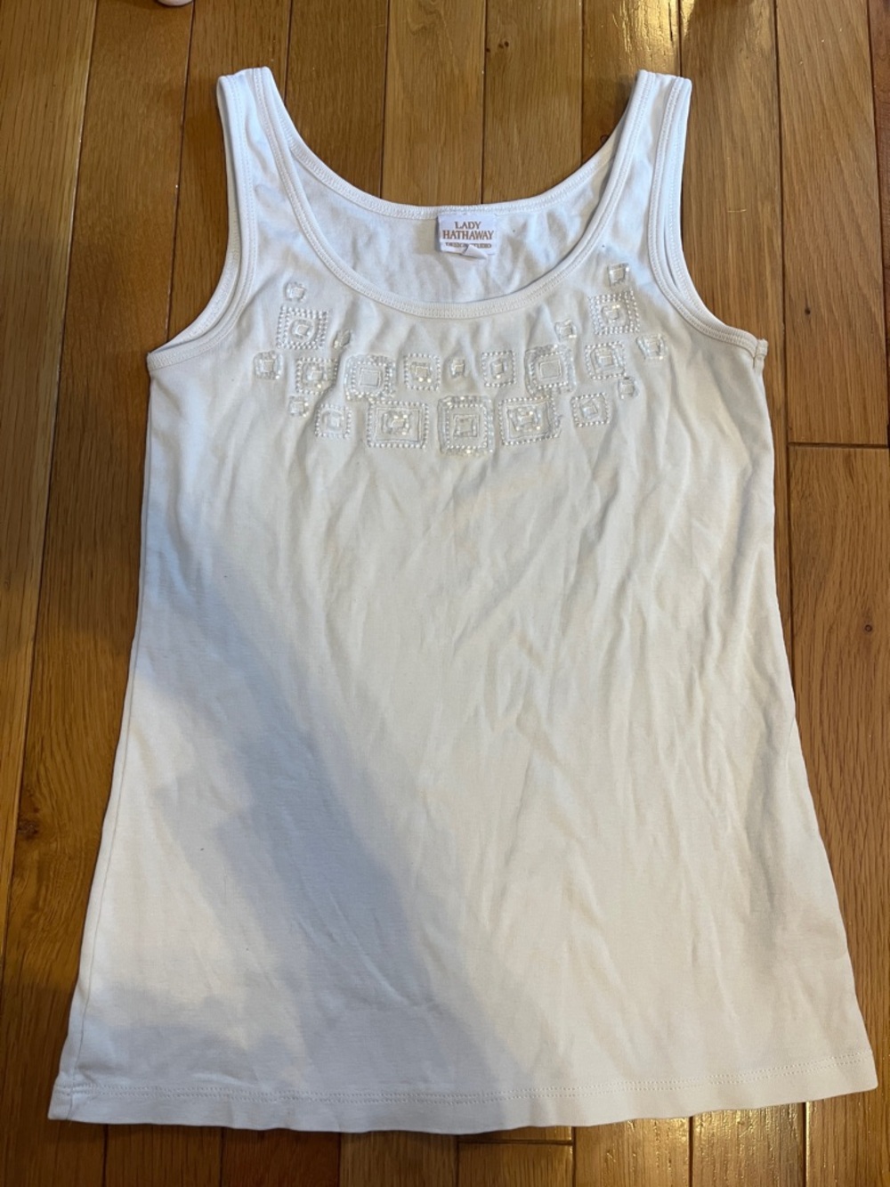 Lady Hathaway white beaded design tank top
